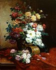 Roses and Dahlias by Eugene Henri Cauchois